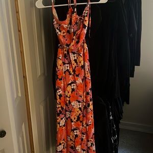 Floral tie up dress with cutouts NWOT